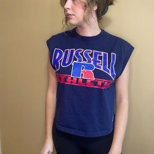 RUSSELL ATHLETIC Navy Logo Muscle Tee